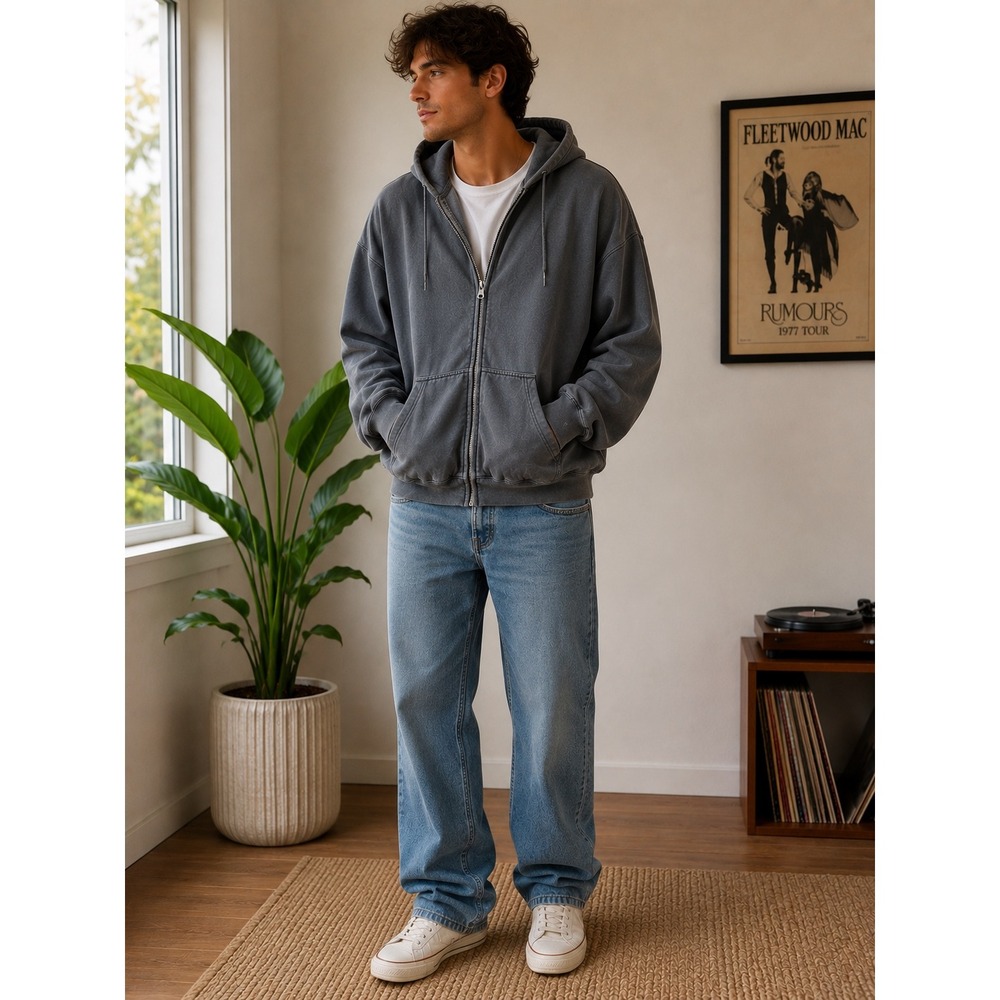 Abercrombie & Fitch Sweatshirts Soft A&F Collection Zip Hoodie Charcoal Grey  L
